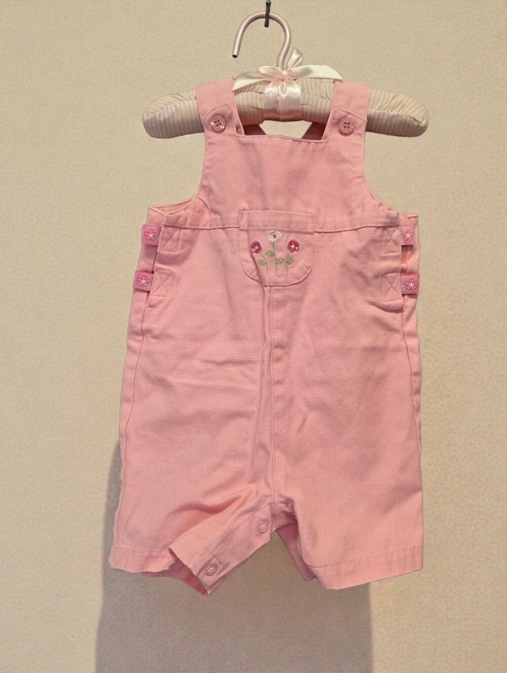 Vintage Cherokee Baby Pink Floral Shortalls | 6M